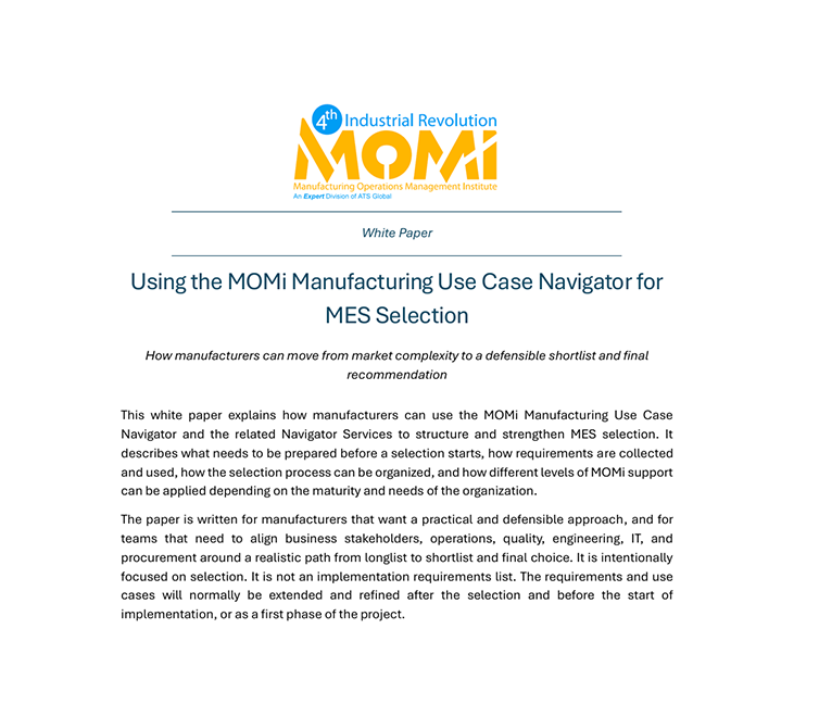 Using_the_MOMi_Manufacturing_Use_Case_Navigator_for_MES_Selection_White_Paper July 2026 Small Image