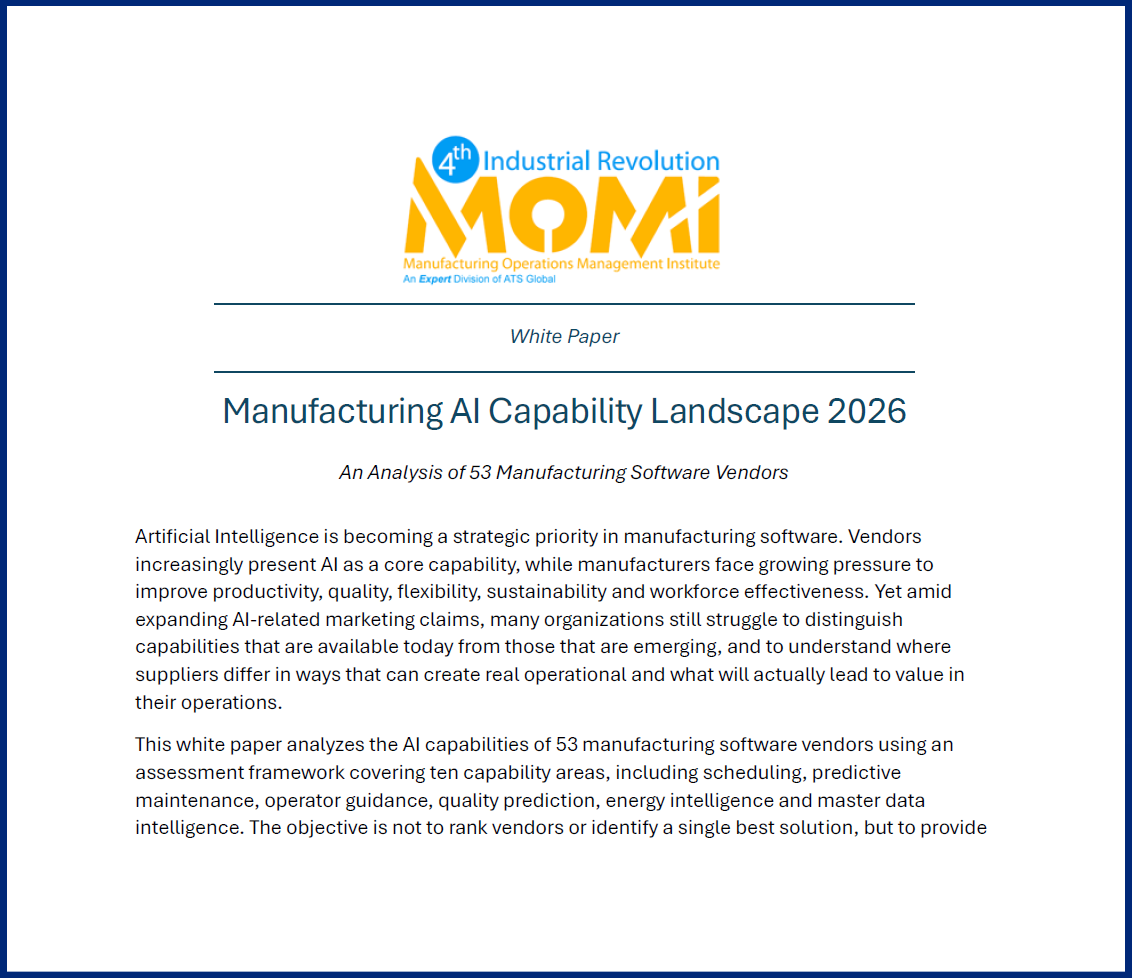 Manufacturing AI Capability Landscape 2026 version 1.0