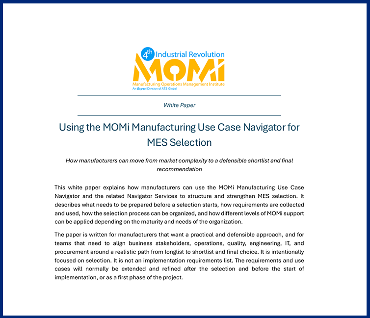 Using_the_MOMi_Manufacturing_Use_Case_Navigator_for_MES_Selection_White_Paper-July-2026 version 1.0